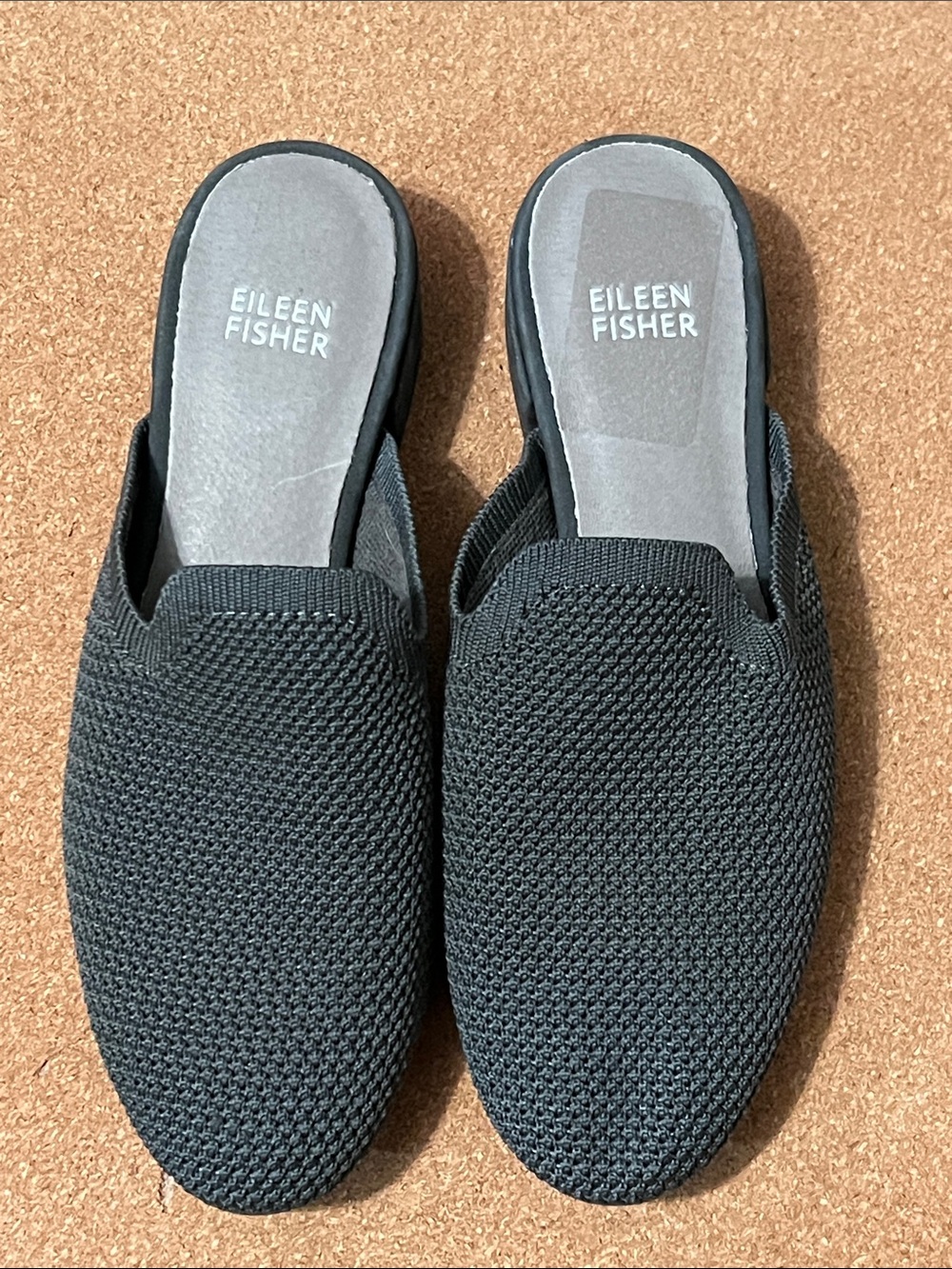 Eileen Fisher Betsy Mule Slip On Graphite Gray Stretch Knit Size 5